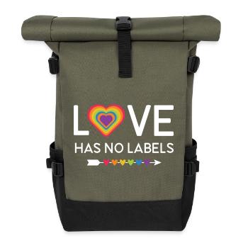 LGBT Pride Month - Love Has No Labels - Roll Top Backpack - olive/black - Front