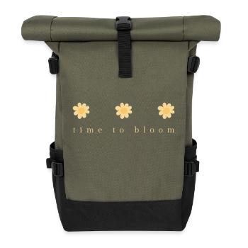 Time to bloom - Rolltop Rucksack - Olive/Schwarz - Vorne