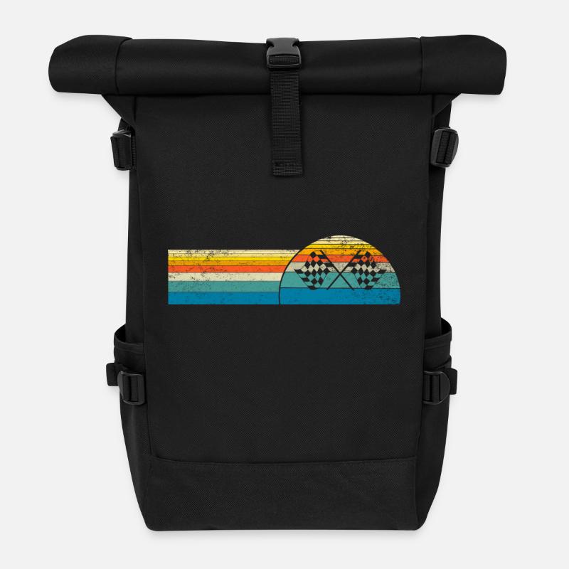 Race Flag Flag Symbol Icon Voitures Illustration - Roll Top Backpack - black