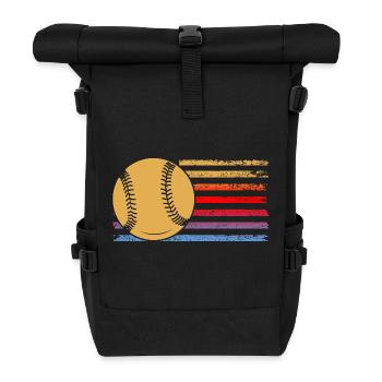 Baseballspieler Baseball - Rolltop Rucksack - Schwarz - Vorne