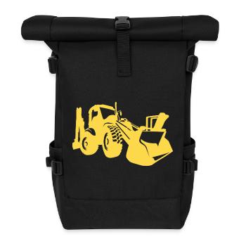 Chargeuse sur pneus d’excavatrice Opérateur d’équipement de construction Silhouette - Sac à dos roll top - noir - Devant