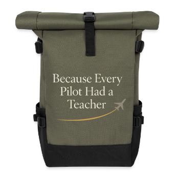 Flight Instructor Cfi Pilot Aviation Instructor - Roll Top Backpack - olive/black - Front