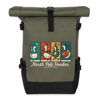 Gans Weihnachten Lustig Santa Nordpol Honker - Rolltop Rucksack - Olive/Schwarz - Vorne