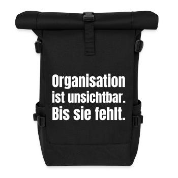 Organisation sichtbar, bis sie fällt - Rolltop Rucksack - Schwarz - Vorne