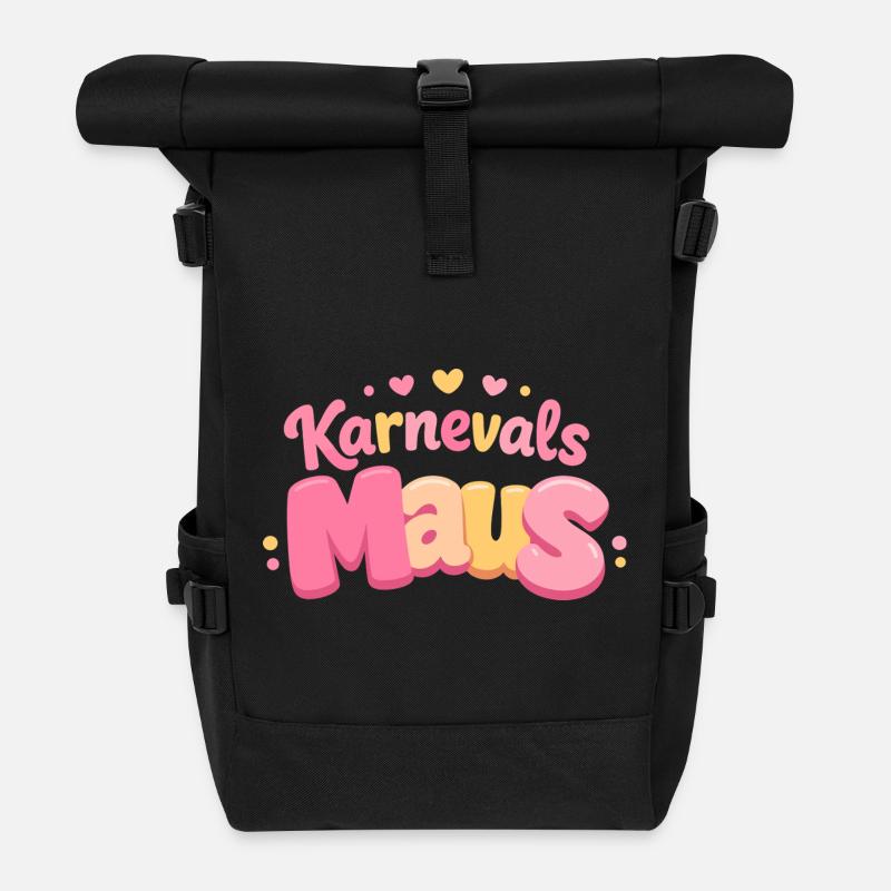 Karnevalsmaus Kölsche Mädsche – Karneval Köln - Rolltop Rucksack - Schwarz