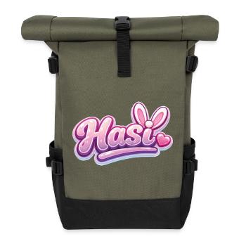Hasl Heart Lettering Pink Glam - Roll Top Backpack - olive/black - Front