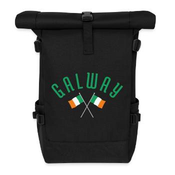 Galway-Kreuzende irische Flaggen - Rolltop Rucksack - Schwarz - Vorne