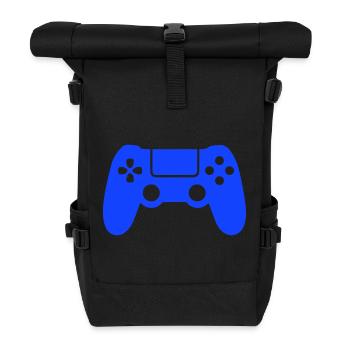Blue Gaming Controller Silhouette - Roll Top Backpack - black - Front