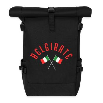 Emblem der belgiratischen gekreuzten italienischen Flaggen - Rolltop Rucksack - Schwarz - Vorne