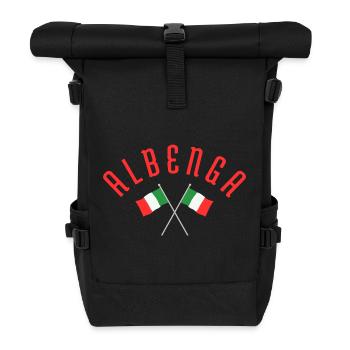 Albenga Italienisches Flaggenwappen - Rolltop Rucksack - Schwarz - Vorne