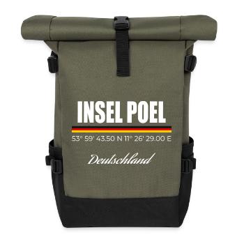 Insel Poel - Rolltop Rucksack - Olive/Schwarz - Vorne