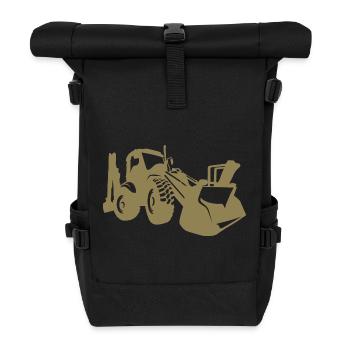 Chargeuse sur pneus d’excavatrice Opérateur d’équipement de construction Silhouette - Sac à dos roll top - noir - Devant