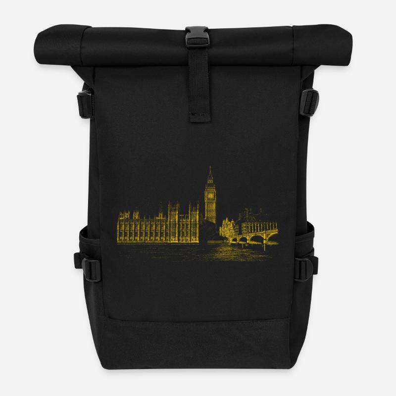 London - Rolltop Rucksack - Schwarz