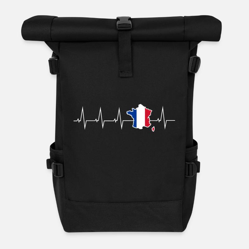Ich liebe Frankreich - Herzschlag - Rolltop Rucksack - Schwarz