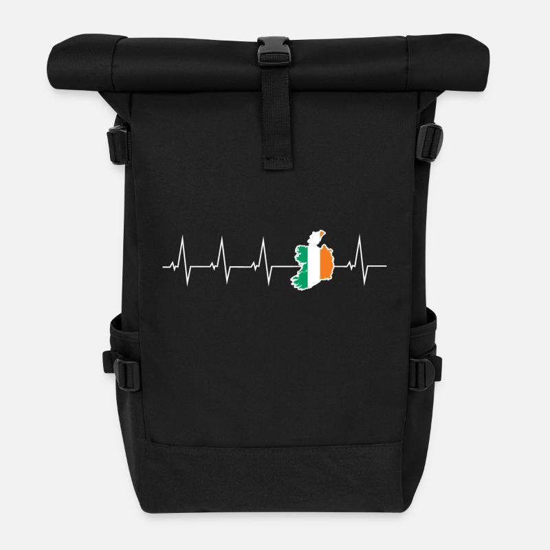 Ich liebe Irland - Herzschlag - Rolltop Rucksack - Schwarz
