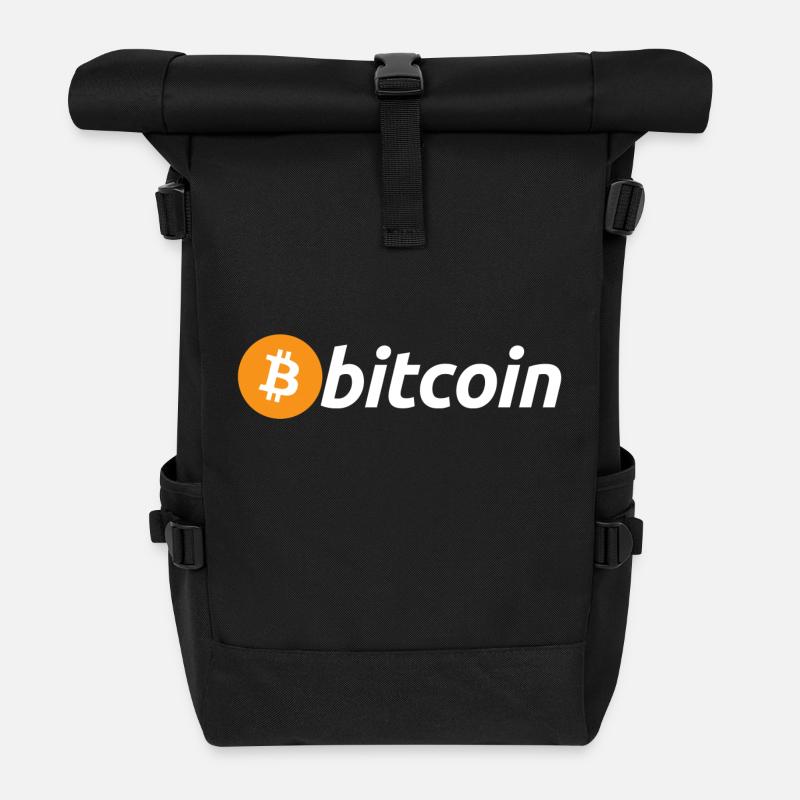 Bitcoin Logo weiß mit großem B (Official) - Rolltop Rucksack - Schwarz
