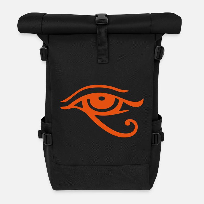 Horusauge Ornament - Rolltop Rucksack - Schwarz