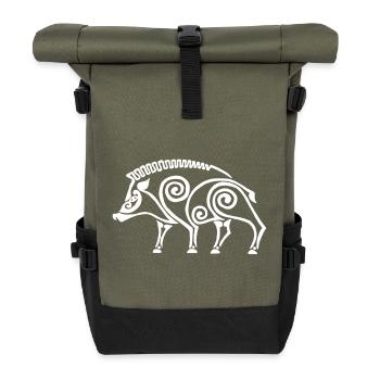 sanglier celte blanc - Sac à dos roll top - olive/noir - Devant