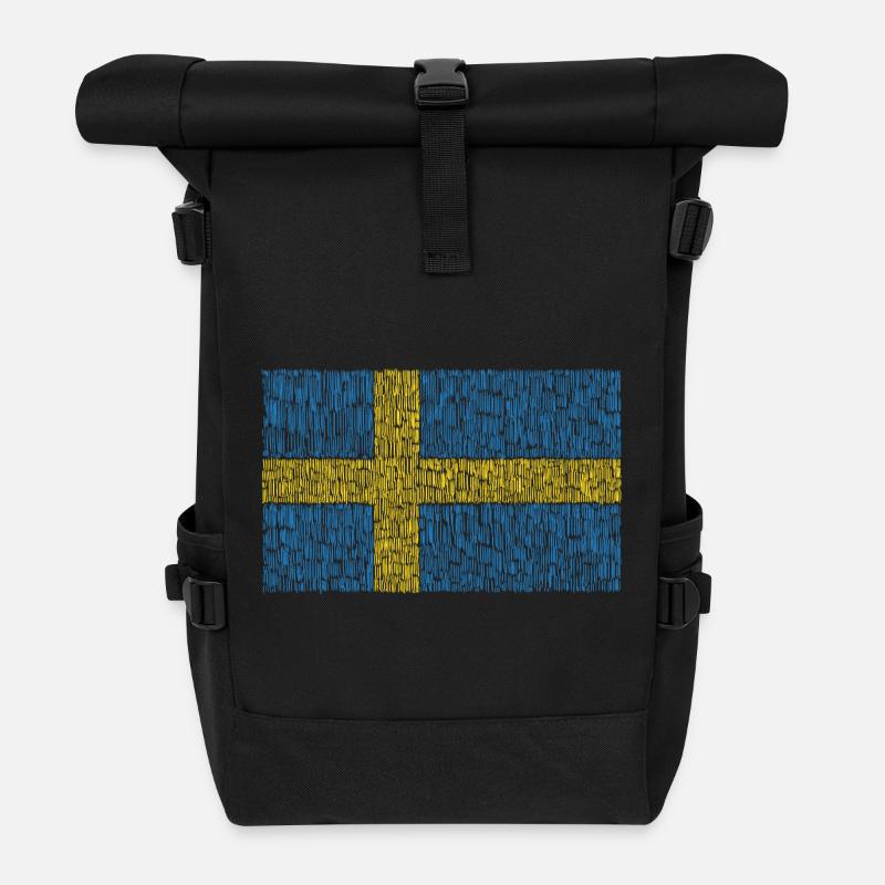 Schweden Flagge - Rolltop Rucksack - Schwarz