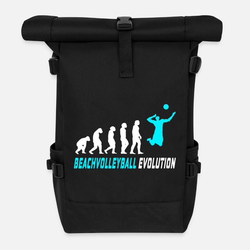 Beach volleyball evolution design / gift idea - Roll Top Backpack - black