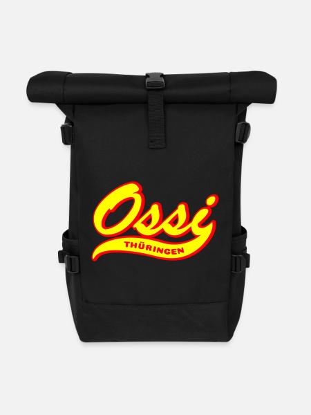 Ossi Thüringen Retro Schriftzug - Rolltop Rucksack - Schwarz
