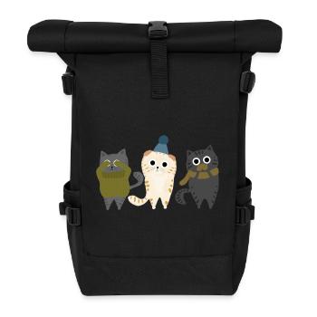 Drei Katzen - Rolltop Rucksack - Schwarz - Vorne