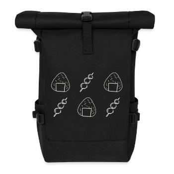 Onigiri and Dango - Rice Balls - Snacks - Japan - Roll Top Backpack - black - Front