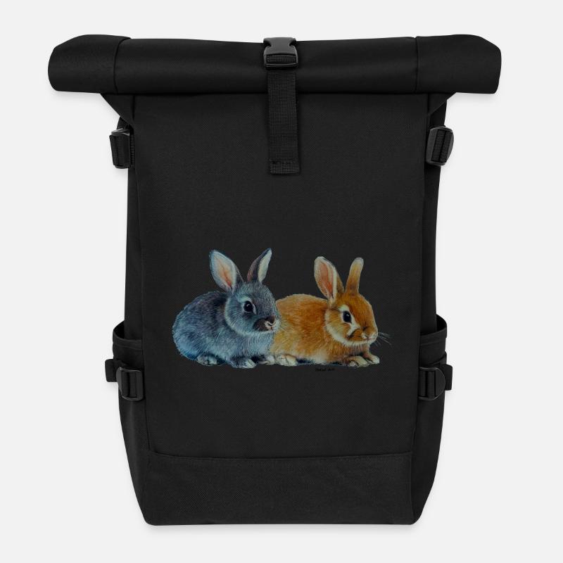 Hasen - Ostern - Rolltop Rucksack - Schwarz