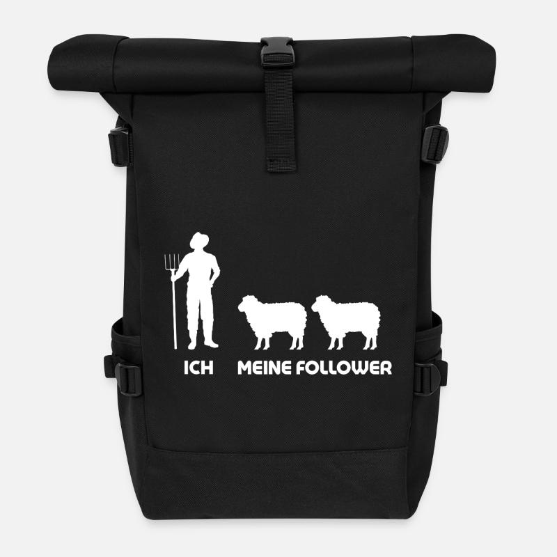 I My Followers Sheep Shepherd Farmer Farmer Man - Roll Top Backpack - black