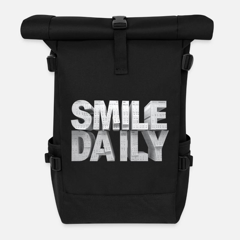 Smile daily – Monumentale Kalender-Buchstaben - Rolltop Rucksack - Schwarz
