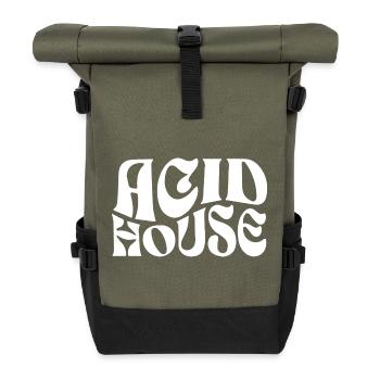 Acid House Typographic Logo - Roll Top Backpack - olive/black - Front