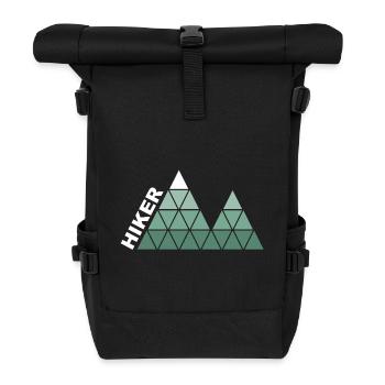 "Hiker" - Geometric Mountain Design - Roll Top Backpack - black - Front