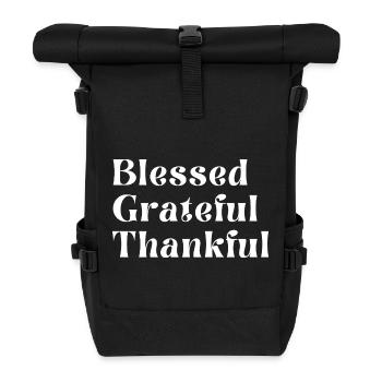 Grateful Thankful - Roll Top Backpack - black - Front