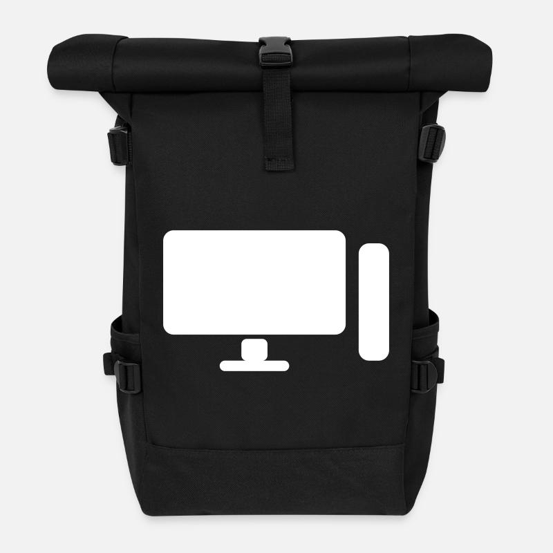 Icône minimaliste de configuration PC – Gamer Design - Sac à dos roll top - noir
