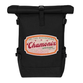 Chamonix Mountain Ski Vintage Label - Roll Top Backpack - black - Front