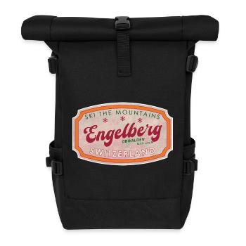 Engelberg Schweiz Skigebirge-Abzeichen - Rolltop Rucksack - Schwarz - Vorne