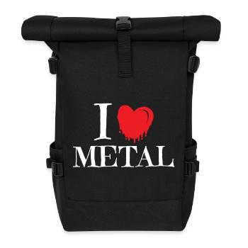 I Heart Metal Red Dripping Melting Heart Art - Roll Top Backpack - black - Front