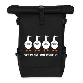 Four funny ducks in single file - Roll Top Backpack - black - Front