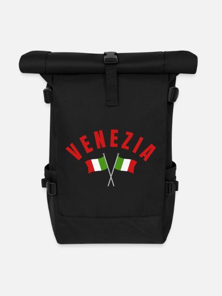 Venezia Italian Flags Emblem - Roll Top Backpack - black
