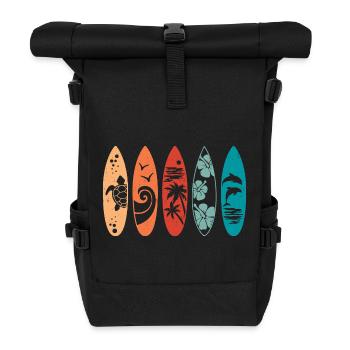 Planche de surf rétro - Sac à dos roll top - noir - Devant