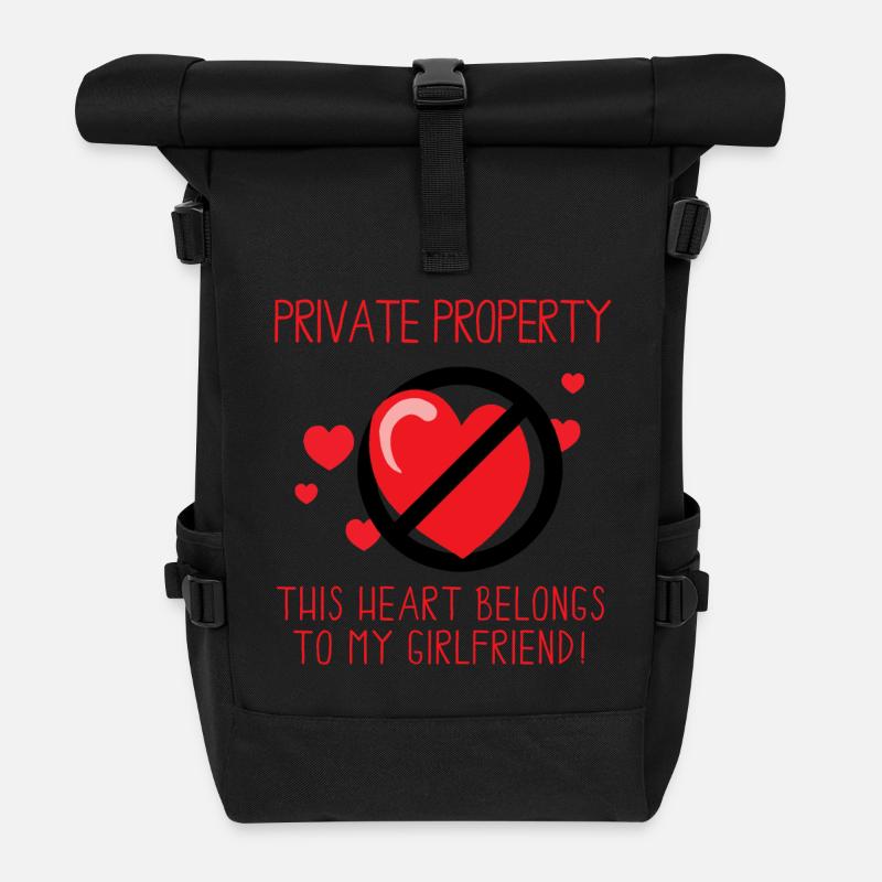 Girlfriend This Heart Belongs To My Girlfriend - Roll Top Backpack - black