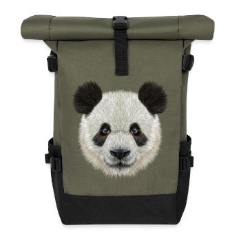 Panda Bear! Sweet! - Roll Top Backpack - olive/black - Front
