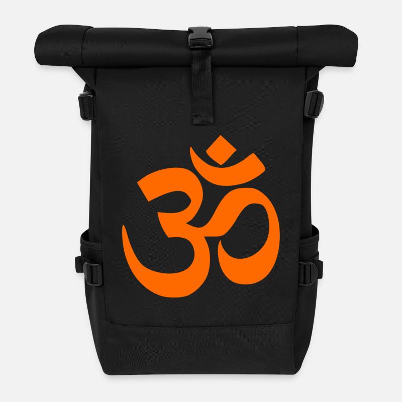 om orange - Roll Top Backpack - black