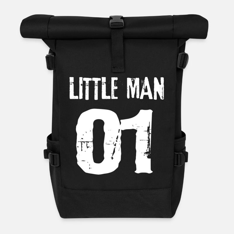 little man - Roll Top Backpack - black