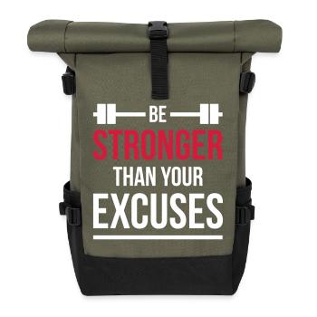 Soyez plus fort que vos excuses EPS blanc de remise en forme - Sac à dos roll top - olive/noir - Devant