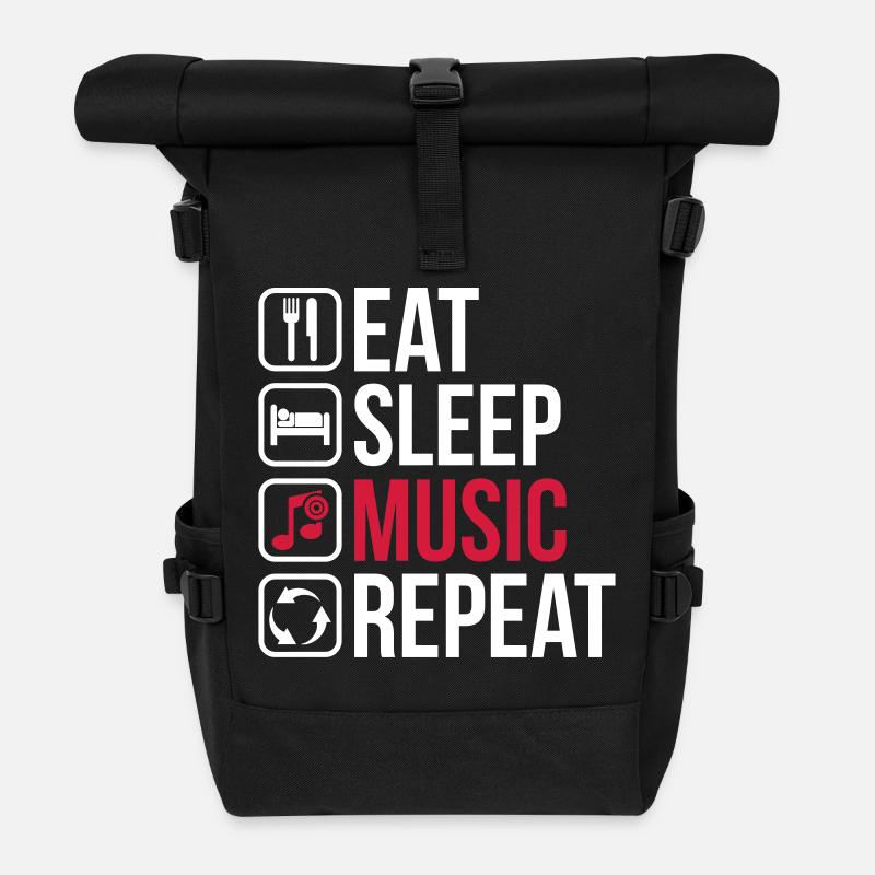 Eat Sleep Music Repeat - Rolltop Rucksack - Schwarz