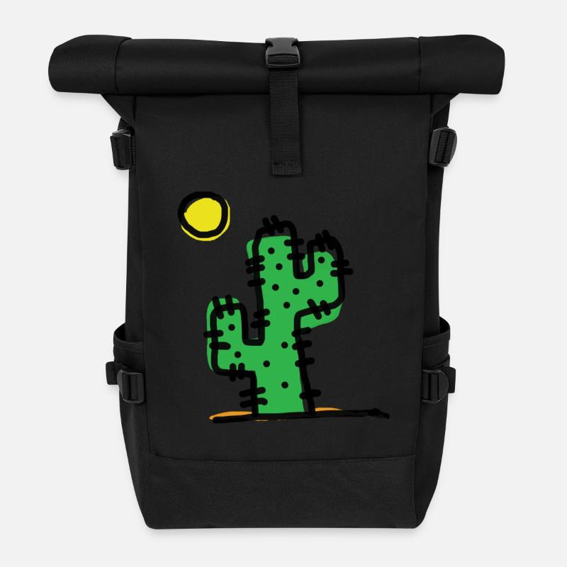 Single cactus - Roll Top Backpack - black