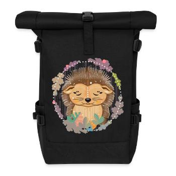 Un petit hérisson mignon en hibernation - Sac à dos roll top - noir - Devant