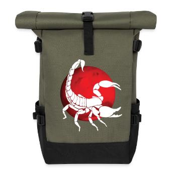 Skorpion Sternzeichen - Rolltop Rucksack - Olive/Schwarz - Vorne