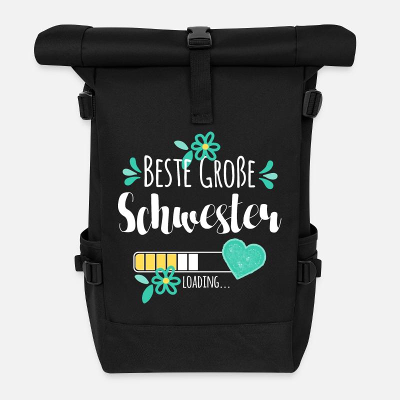 Beste Große Schwester Loading - Rolltop Rucksack - Schwarz